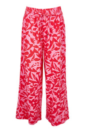 Product shot of the Sunset Hour Linen Blend Pant in colour Sunset (Pink), from the front
