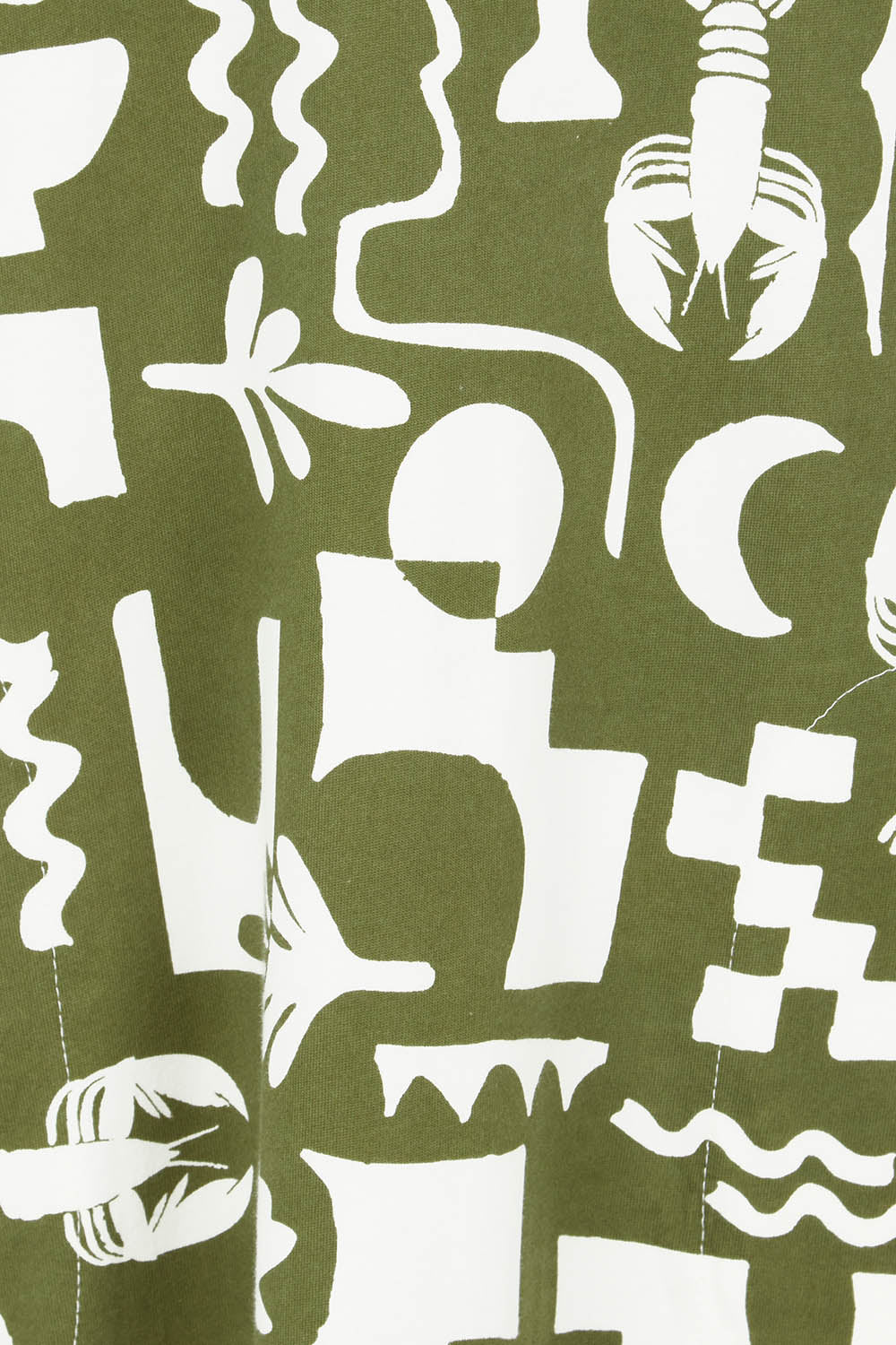 Product shot of the Postcard Tee Dress Clover in colour Clover (Green), detail