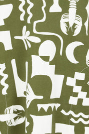 Product shot of the Postcard Tee Dress Clover in colour Clover (Green), detail