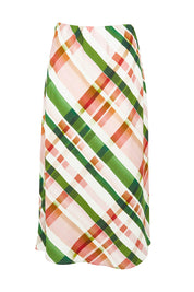 Product shot of the Bree Check Linen Blend Skirt in colour Multicheck, from the front