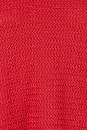 Product shot of the Camellia Short Sleeve Cotton Knit in colour Cranberry (Red), detail
