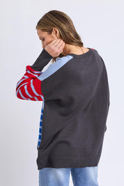 A model wearing the Effie Mixed Knit in colour Cranchar, from the back