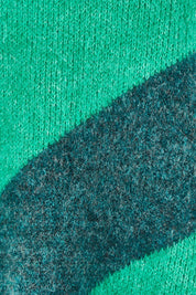 Product shot of the Sage Diagonal Stripe Knit in colour Turquoise (Green), detail
