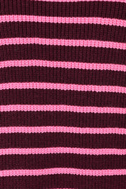 Product shot of the Tess Stripe Cashmere Blend Knit Dress in colour Merlotpink, detail