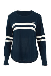 Product shot of the Adora Long Sleeve Cotton Tee in colour Darksapph (Blue), from the front