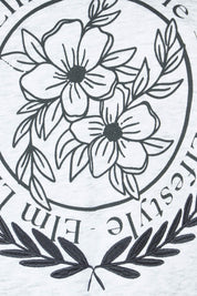 Product shot of the Emblem Cotton Crew in colour Greymarle (Grey), detail