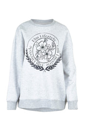 Product shot of the Emblem Cotton Crew in colour Greymarle (Grey), from the front