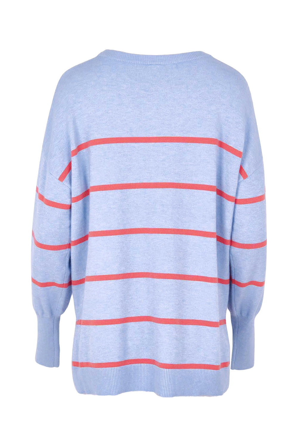 Product shot of the Charli Stripe Knit in colour Skyblue, from the back