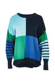 Product shot of the Fern Mixed Cotton Crew in colour Sprayblue, from the front