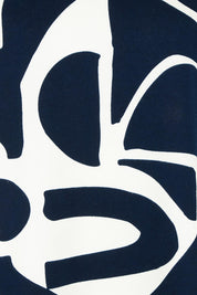 Product shot of the Mural Cotton Crew in colour Navy, detail