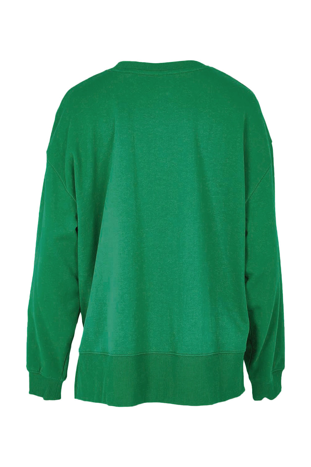 Product shot of the Madeleine Stamer II Cotton Crew in colour Pinegreen (Green), from the back