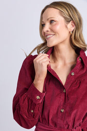 Serena Cord Dress – Maroon