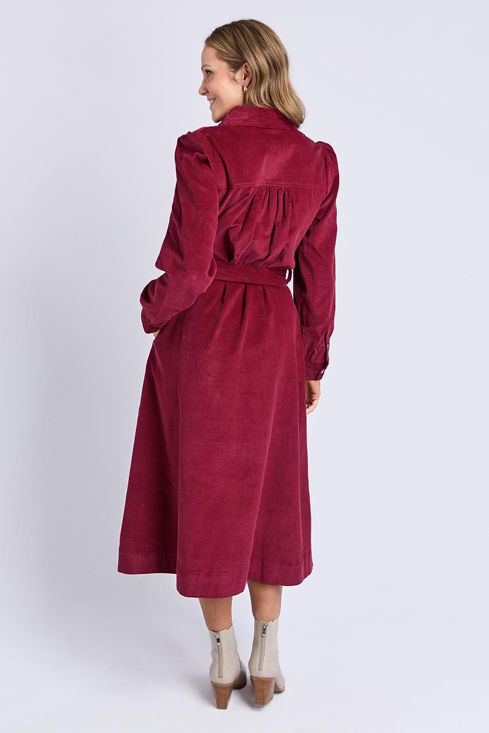 Serena Cord Dress – Maroon