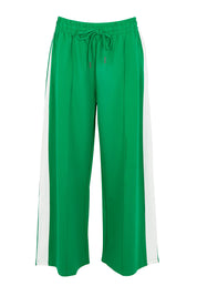 Product shot of the Carmen Wide Leg Pant in colour Pinegreen (Green), from the front