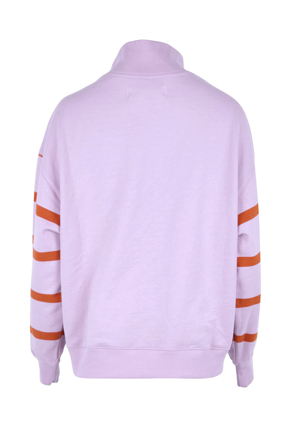 Product shot of the Lane Zip Cotton Blend Crew – Lilac in colour Lilac, from the back