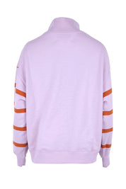 Product shot of the Lane Zip Cotton Blend Crew – Lilac in colour Lilac, from the back