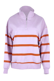 Product shot of the Lane Zip Cotton Blend Crew – Lilac in colour Lilac, from the front