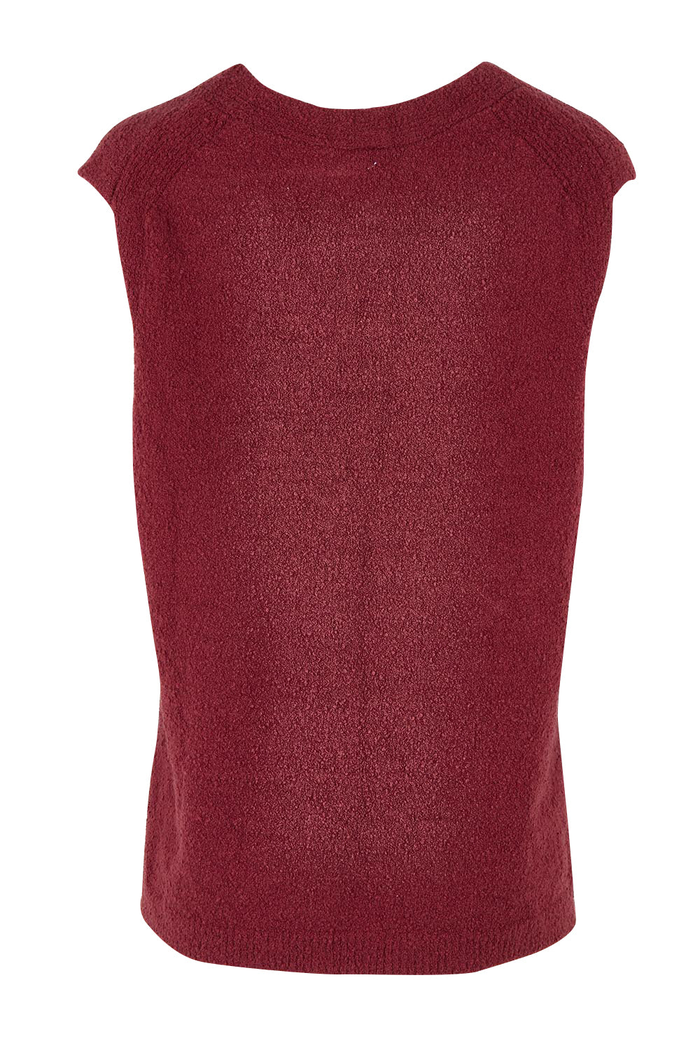 Product shot of the Bowie Cotton Blend Knit Vest in colour Plum (Red), from the back