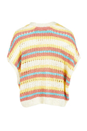 Product shot of the Striped Knit Top in colour Bluestripe, from the back
