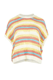 Product shot of the Striped Knit Top in colour Bluestripe, from the front
