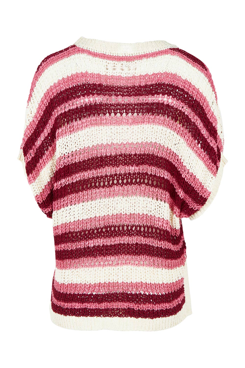 Product shot of the Striped Knit Top in colour Chateauros, from the back