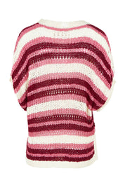 Product shot of the Striped Knit Top in colour Chateauros, from the back