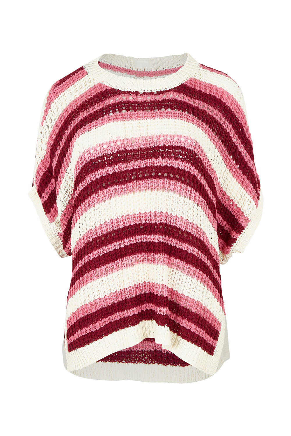 Product shot of the Striped Knit Top in colour Chateauros, from the front