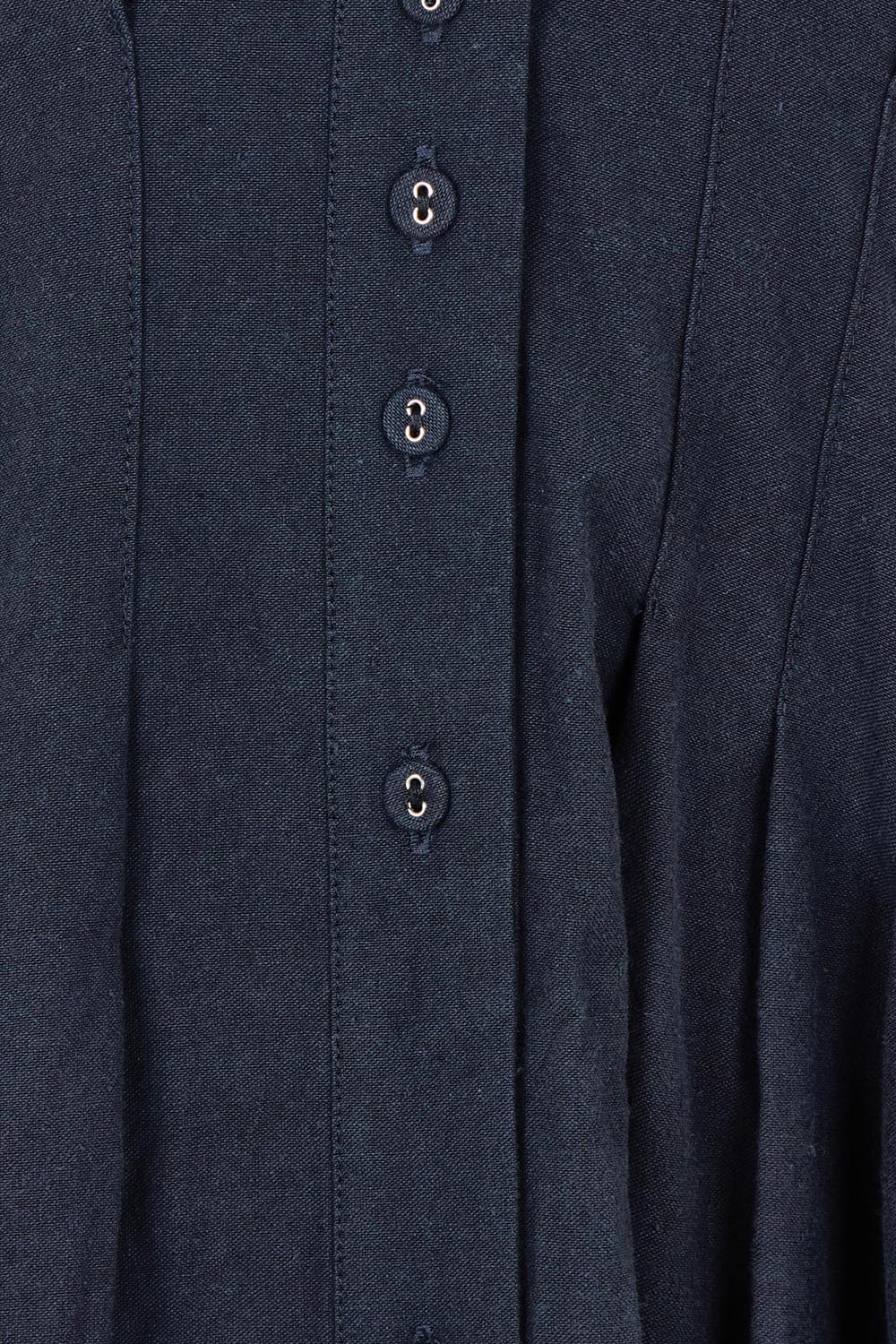Product shot of the Scarlett Cotton Blend Midi Dress in colour Navystripe (Blue), detail