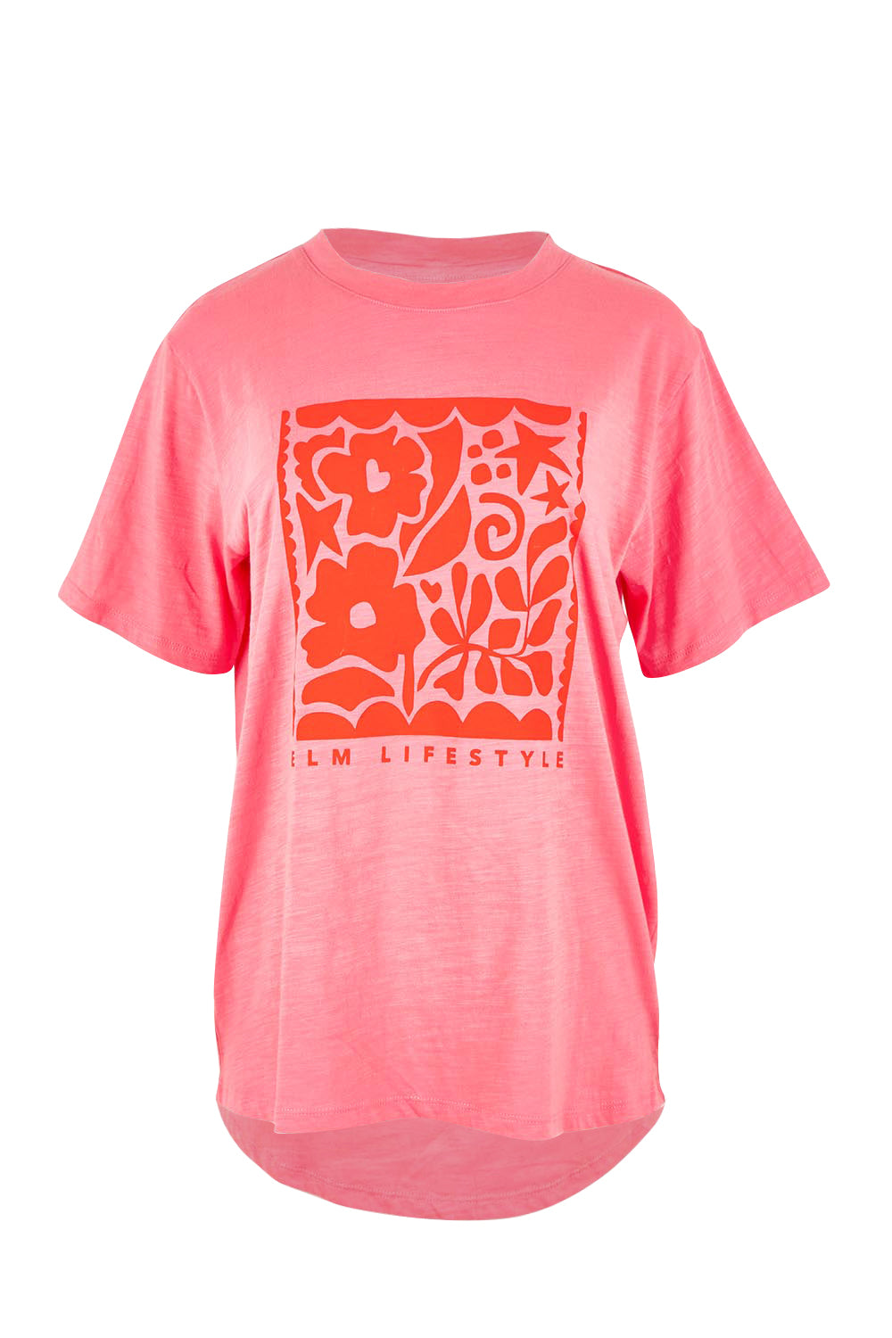 Product shot of the Winona Tee – Pinklemon in colour Pinklemon, from the front