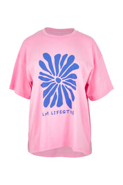 Product shot of the Camelia Cotton Tee in colour Chateauros (Pink), from the front
