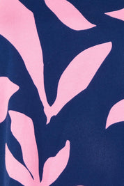 Product shot of the Mimosa Cotton Tee in colour Bluedepths, detail