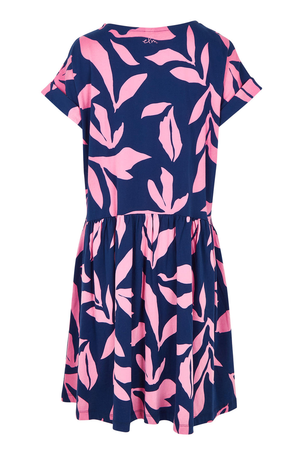Product shot of the Mimosa Cotton Dress in colour Bluedepths, from the back