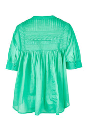 Product shot of the Monty Cotton Short Sleeve Shirt in colour Gumdrop (Green), from the back