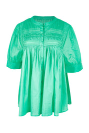 Product shot of the Monty Cotton Short Sleeve Shirt in colour Gumdrop (Green), from the front