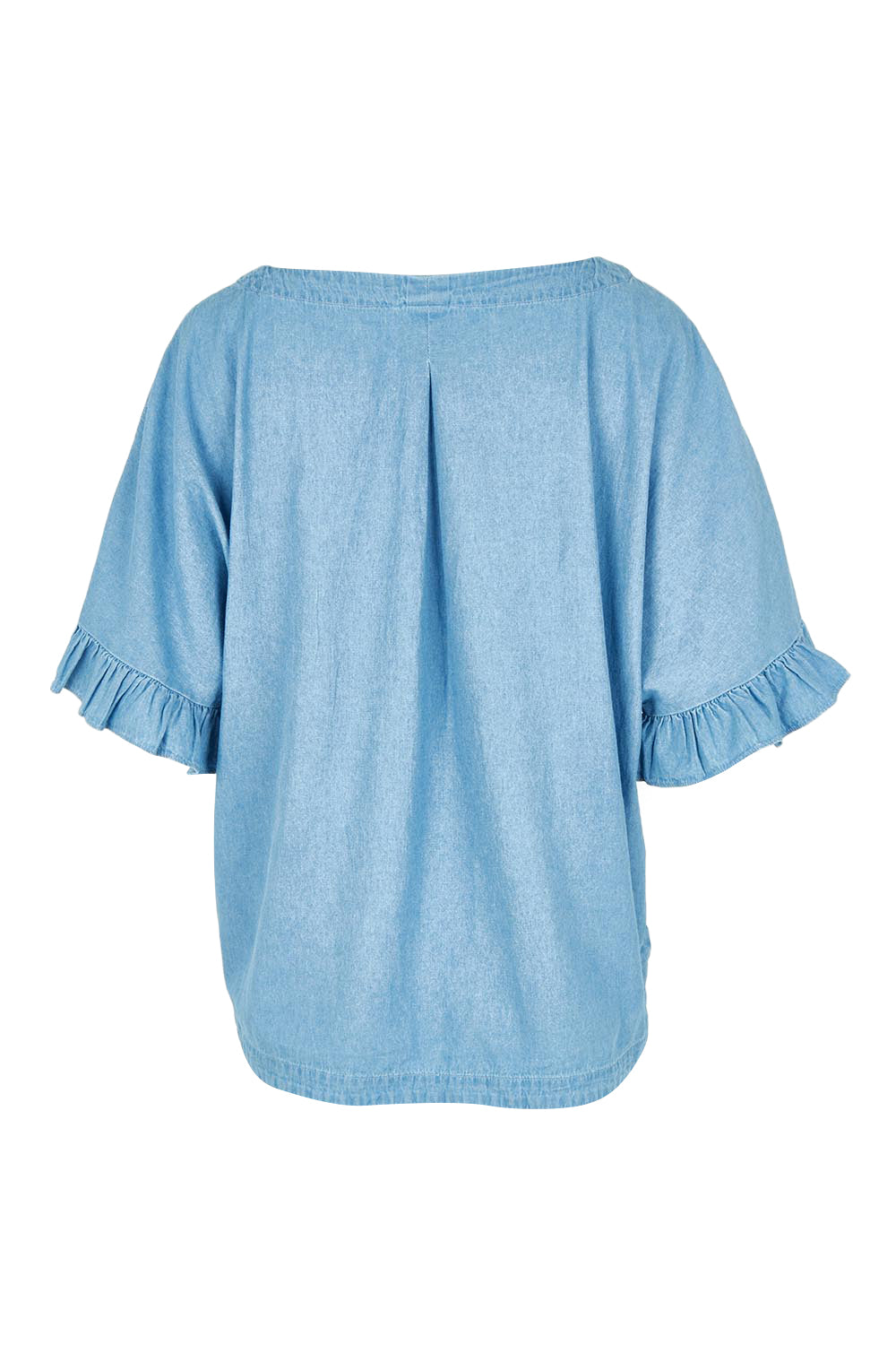 Product shot of the Tilda Chambray Shirt in colour Lightblue (Blue), from the back