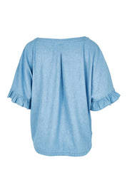 Product shot of the Tilda Chambray Shirt in colour Lightblue (Blue), from the back