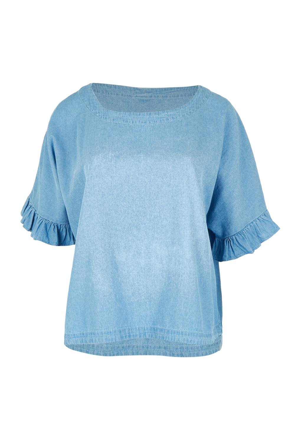Product shot of the Tilda Chambray Shirt in colour Lightblue (Blue), from the front
