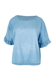 Product shot of the Tilda Chambray Shirt in colour Lightblue (Blue), from the front