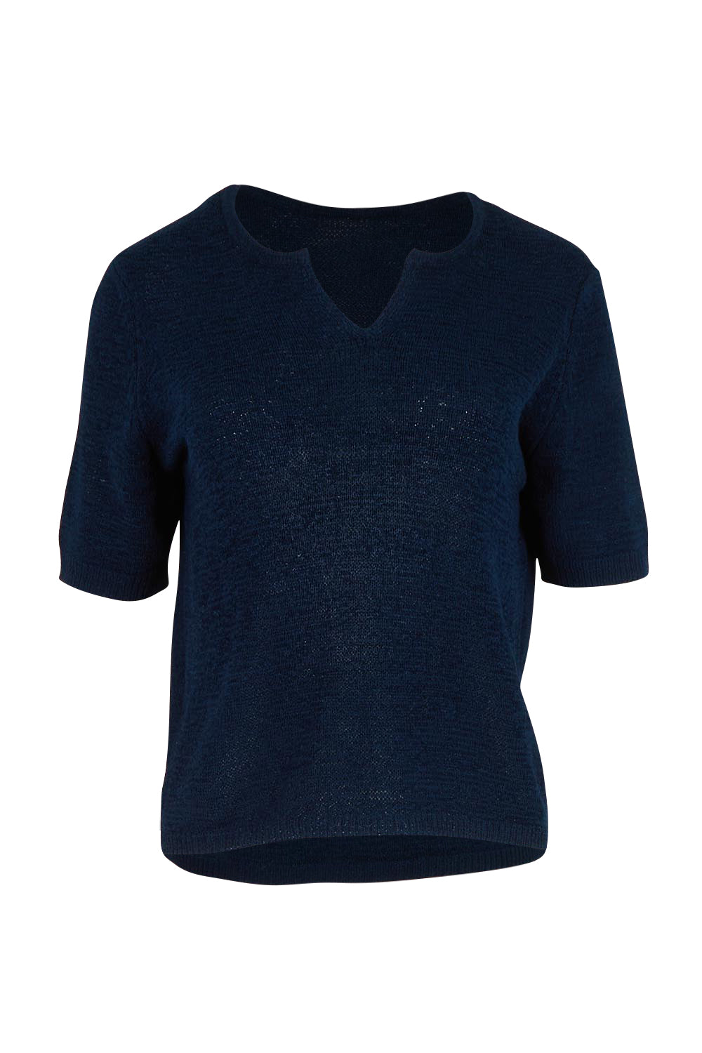 Product shot of the Knit Tee in colour Navy (Blue), from the front