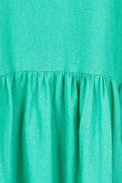 Product shot of the Sunset Hour Linen Blend Dress in colour Gumdrop (Green), detail