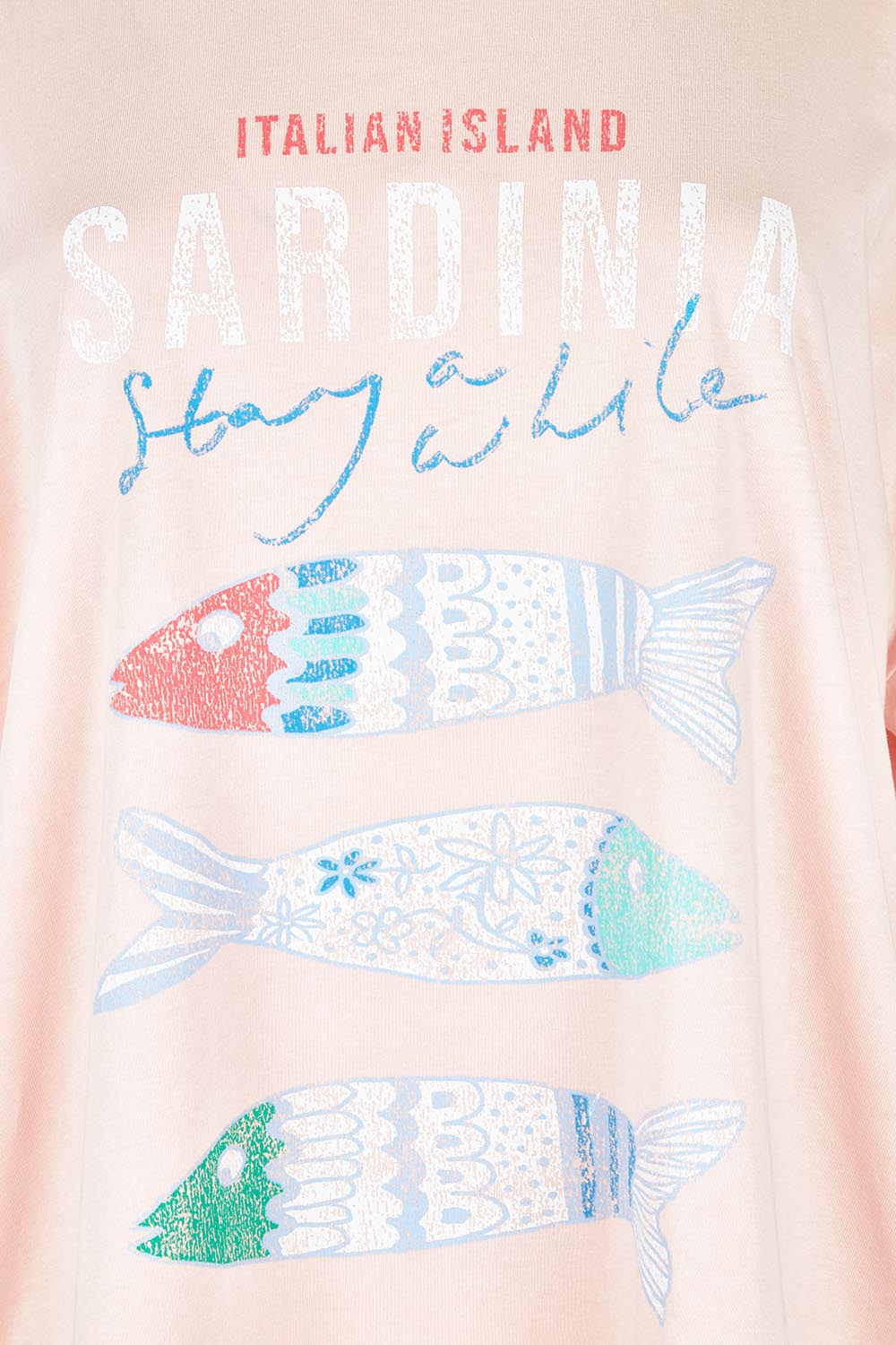 Product shot of the Sardinia Cotton Tee in colour Lightpink (Pink), detail