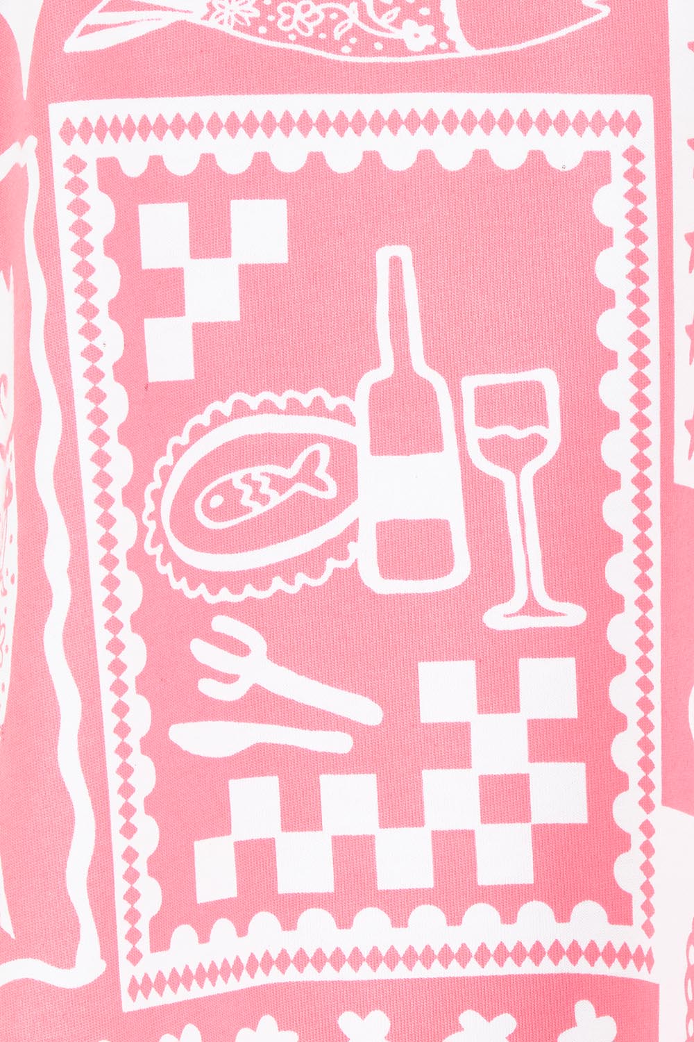 Product shot of the Chin Chin Cotton Tee in colour Print (Blue), detail