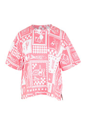 Product shot of the Chin Chin Cotton Tee in colour Print (Blue), from the front