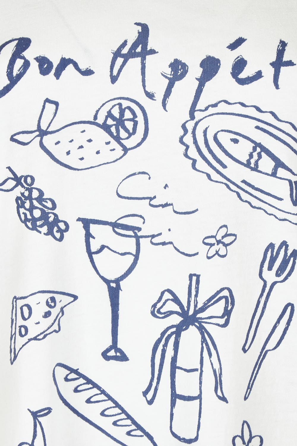 Product shot of the Bon Appetit Cotton Tee in colour White (White), detail
