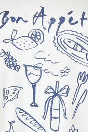 Product shot of the Bon Appetit Cotton Tee in colour White (White), detail