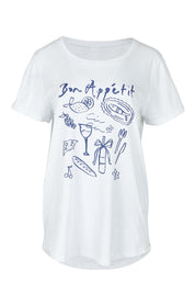 Product shot of the Bon Appetit Cotton Tee in colour White (White), from the front
