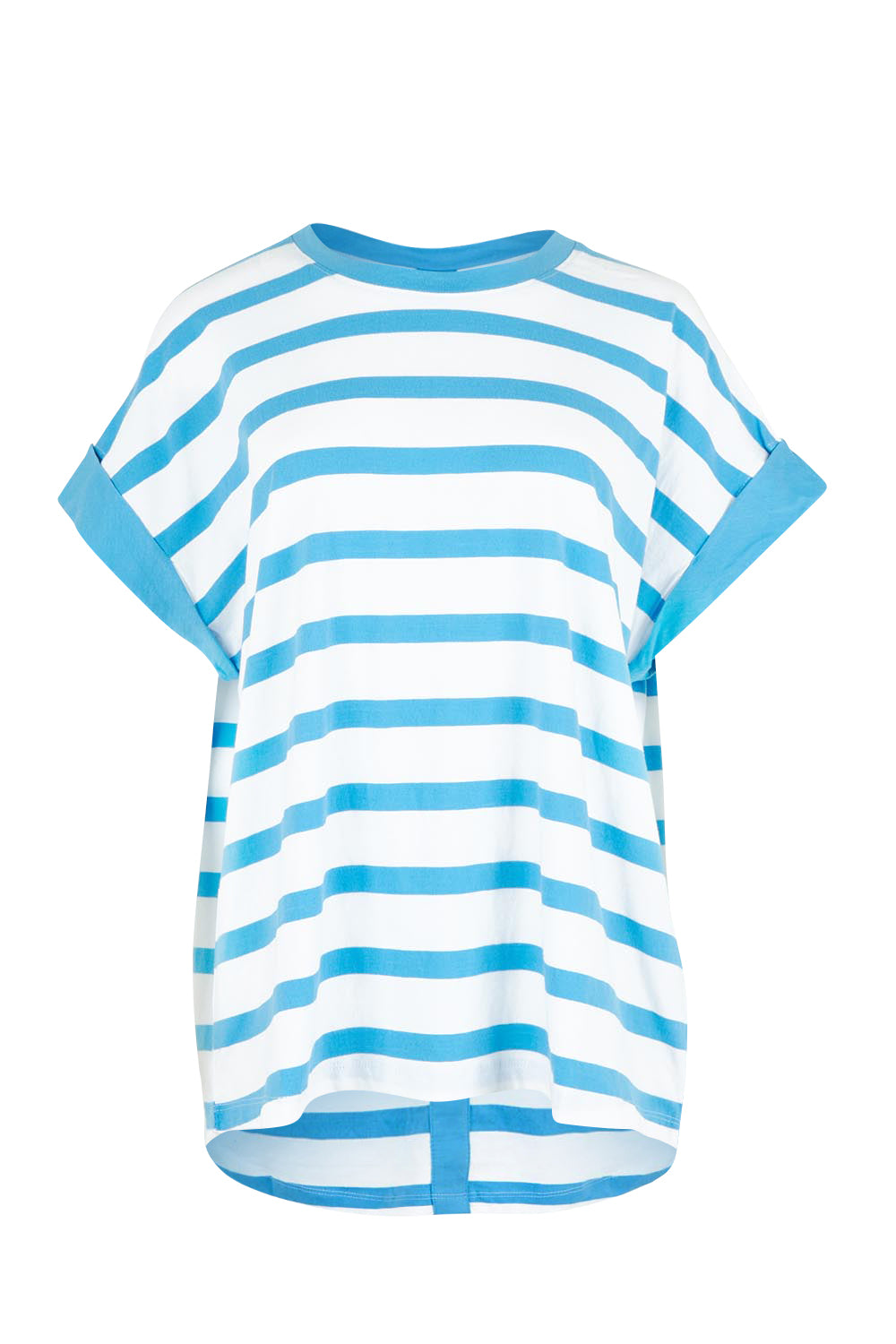 Product shot of the Maddison Cotton Tee in colour Azureblue (Blue), from the front
