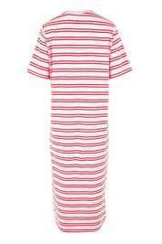 Product shot of the Bon Bon Cotton Dress in colour Redpink, from the back
