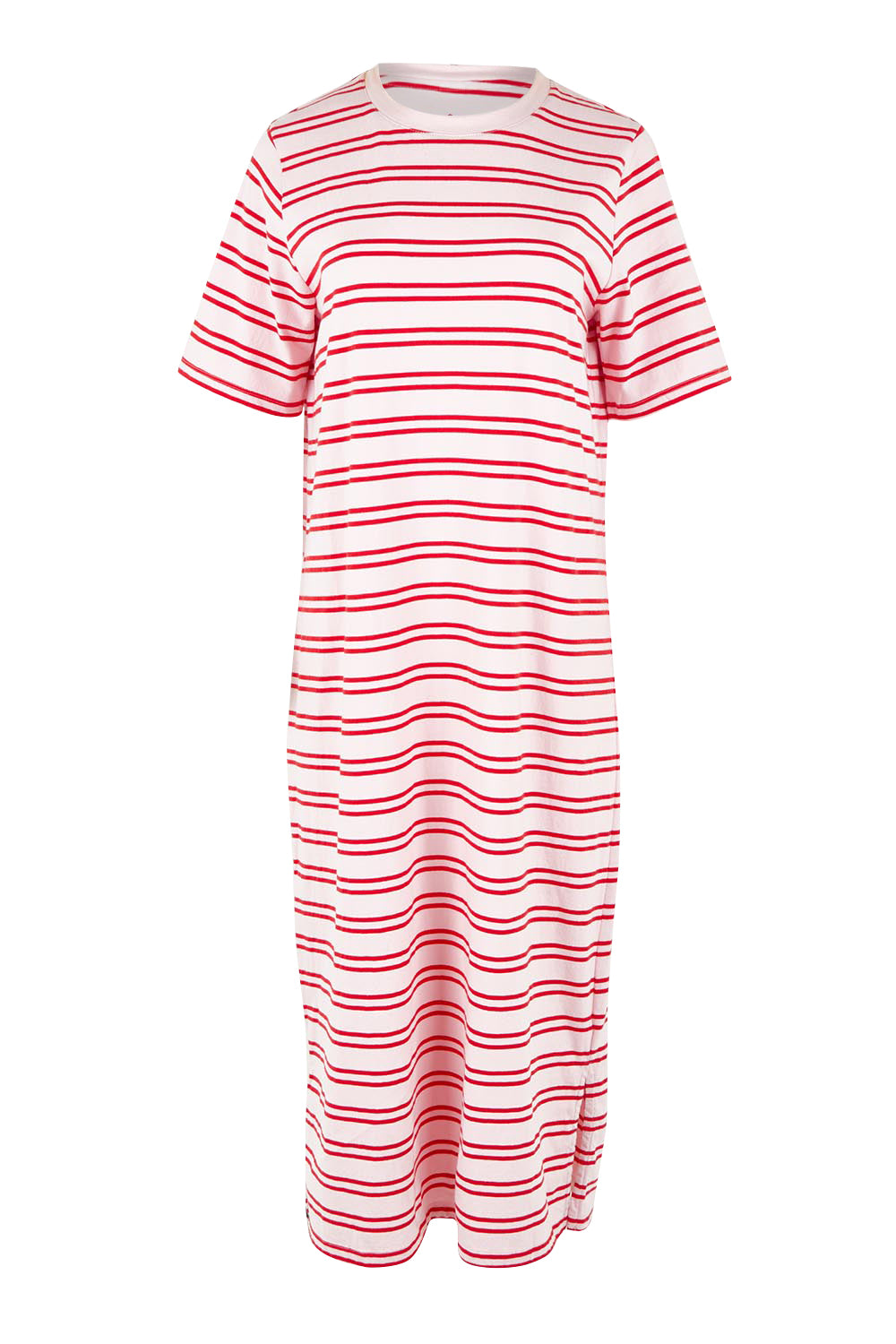 Product shot of the Bon Bon Cotton Dress in colour Redpink, from the front
