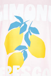 Product shot of the Limone Fresco Cotton Tee in colour Lightpink (Pink), detail